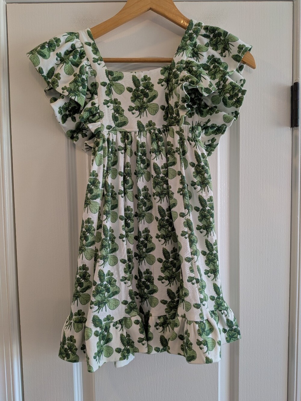 Kate Quinn Floral Dress Ruffle Flutter Sleeve Organic Cotton Girls Size 6 NWT